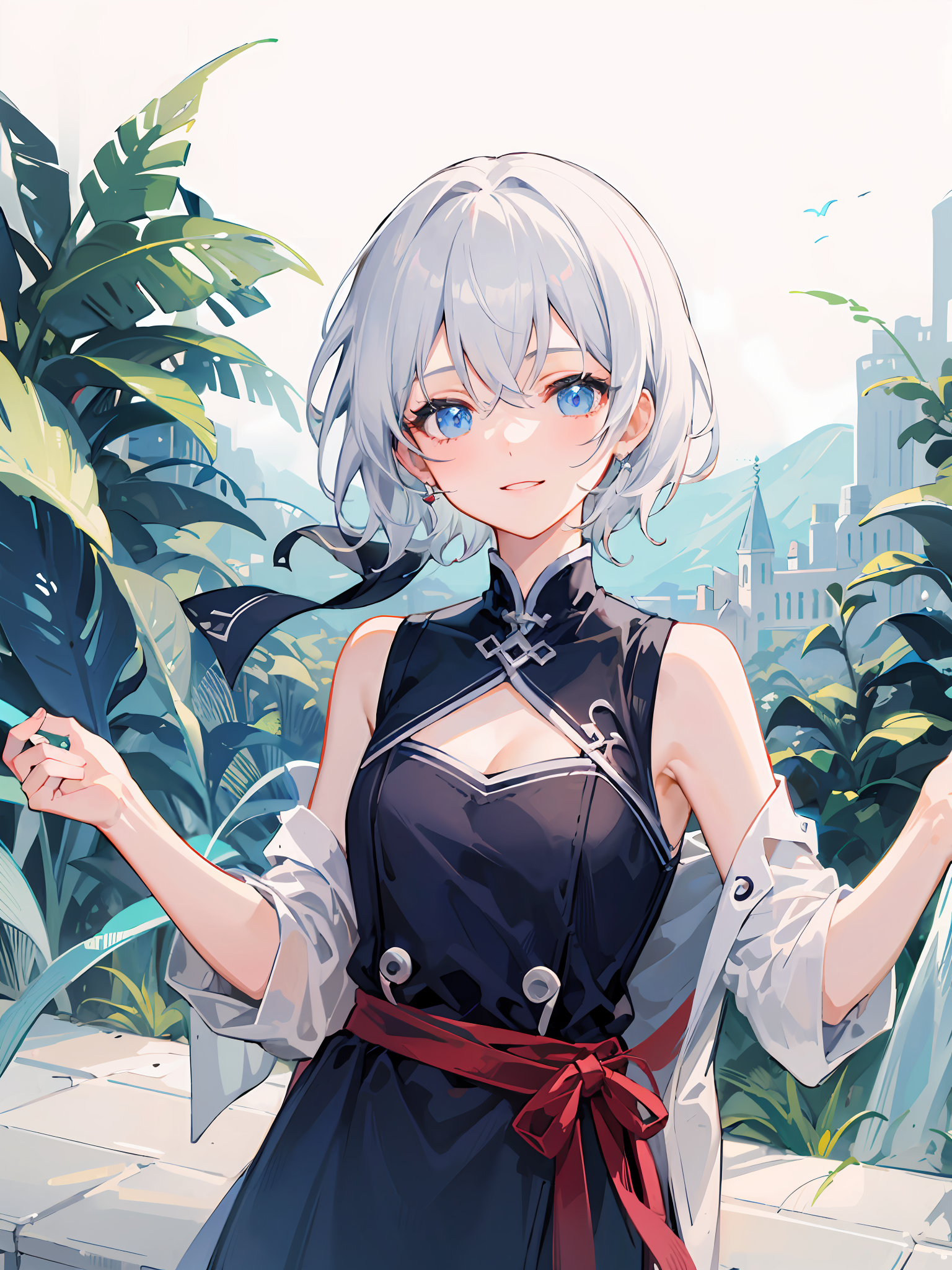 00497-2254026860-masterpiece,best quality,1girl,yanhe,solo,short hair,white hair,garden,outdoors,_lora_yanhe-000006_1_,close-up,smile,.png